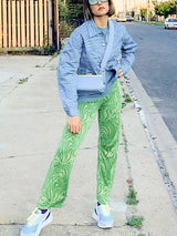 Women's Elastic Waistband Semi Flared Swirl Print Pants