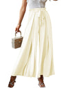 New bow loose high waist pleated wide leg pants with belt pants