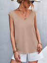 Women's Solid Color V-neck Lace Trim Top