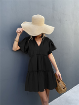Women's Short Sleeve Tiered Babydoll Dress