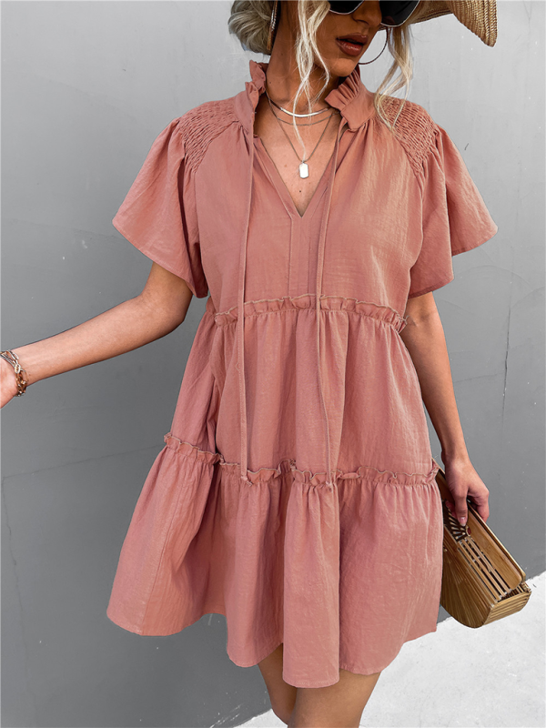 Women's Short Sleeve Tiered Babydoll Dress
