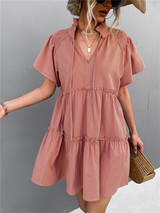 Women's Short Sleeve Tiered Babydoll Dress