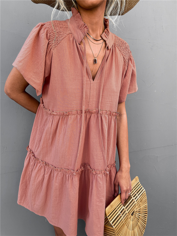 Women's Short Sleeve Tiered Babydoll Dress