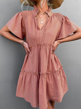 Women's Short Sleeve Tiered Babydoll Dress