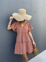 Women's Short Sleeve Tiered Babydoll Dress