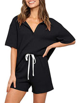 Summer sports suit outerwear home solid color short-sleeved casual two-piece suit