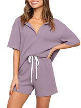 Summer sports suit outerwear home solid color short-sleeved casual two-piece suit