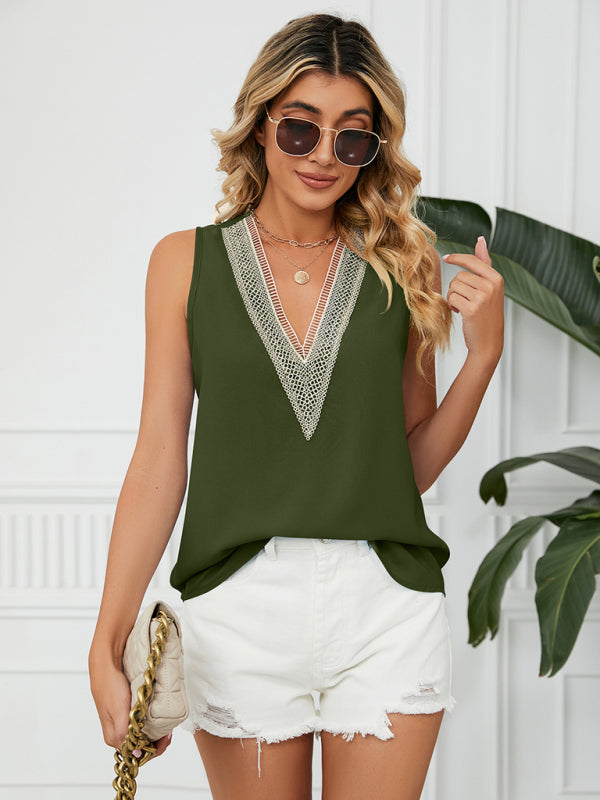 Women's Lace Trim Sleeveless Top