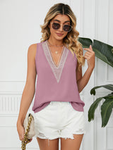 Women's Lace Trim Sleeveless Top