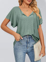 Women's Solid Color Flutter-sleeve Tie-neck Top