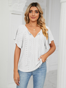 Women's Solid Color Flutter-sleeve Tie-neck Top
