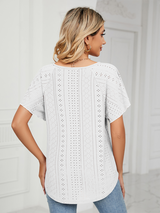 Women's Solid Color Flutter-sleeve Tie-neck Top