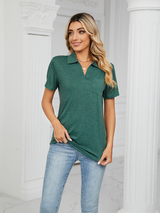 Women's Solid Color Short-sleeve Polo Top