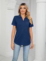 Women's Solid Color Short-sleeve Polo Top