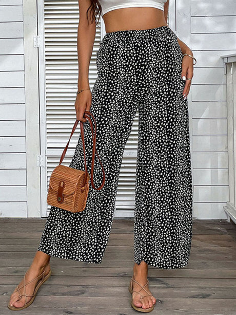 Women's Leopard-print Flared Pull-on Pants
