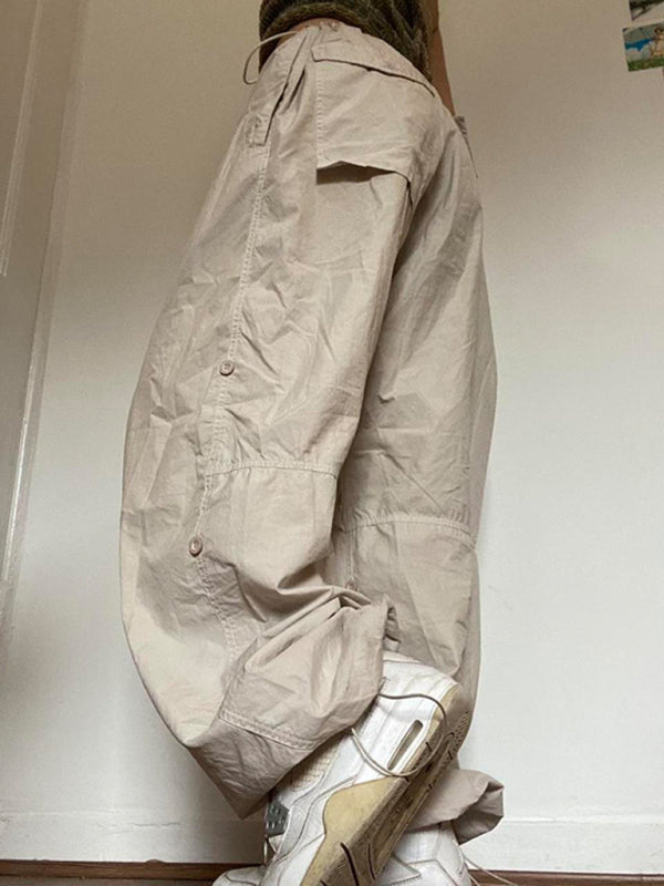 Women's Solid Color Oversize Parachute Cargo Pants
