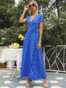 Women's Polka-dot Short Sleeve Chiffon Wrap Maxidress