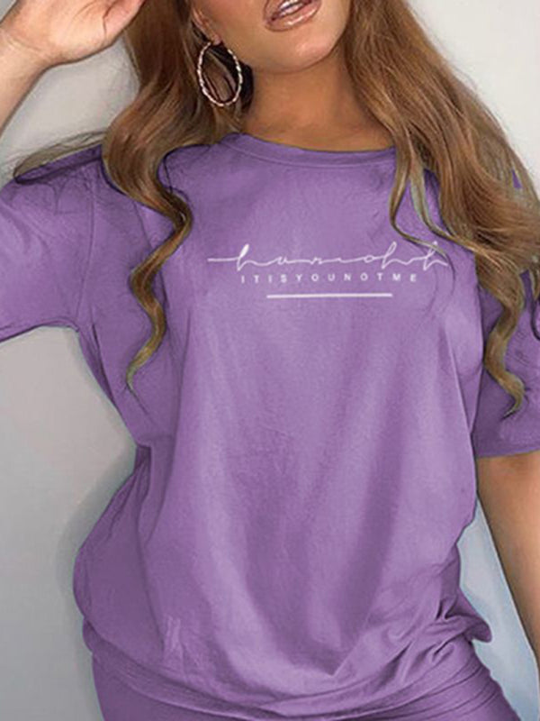 Women's Solid Color Double Dry T-shirt And Matching Shorts