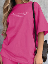 Women's Solid Color Double Dry T-shirt And Matching Shorts