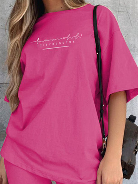 Women's Solid Color Double Dry T-shirt And Matching Shorts