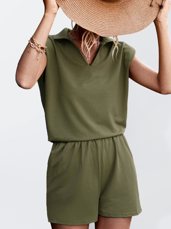 Women's Solid Color Knit Casual Two-piece Set