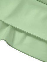 Women's spring and summer V-neck solid color waist short-sleeved dress