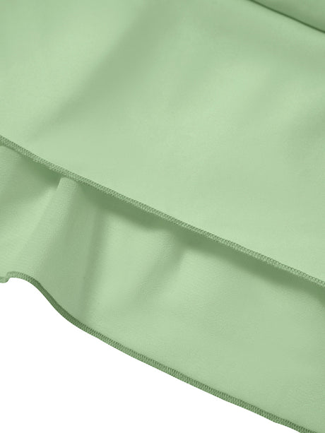 Women's spring and summer V-neck solid color waist short-sleeved dress