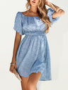 Casual women's European and American one-shoulder print waist dress