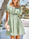 Casual women's European and American one-shoulder print waist dress