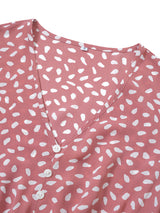 Casual women's spring and summer new V-neck lotus leaf sleeve printed dress for women