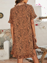 Women's Printed Ruffle Stretch Knit Dress