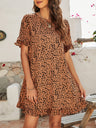 Women's Printed Ruffle Stretch Knit Dress