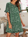 Women's Printed Ruffle Stretch Knit Dress