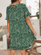 Women's Printed Ruffle Stretch Knit Dress
