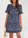 Women's Printed Ruffle Stretch Knit Dress
