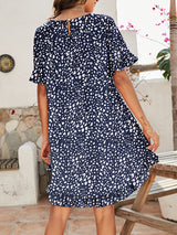 Women's Printed Ruffle Stretch Knit Dress