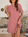 Women's Printed Ruffle Stretch Knit Dress