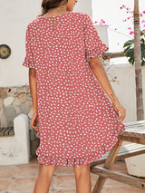 Women's Printed Ruffle Stretch Knit Dress