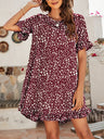 Women's Printed Ruffle Stretch Knit Dress