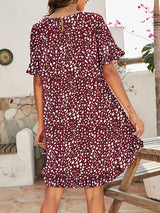 Women's Printed Ruffle Stretch Knit Dress