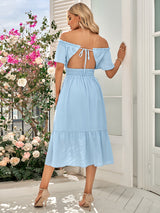 Women's Solid Color Off-the-shoulder Ruffle Dress