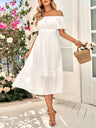 Women's Solid Color Off-the-shoulder Ruffle Dress