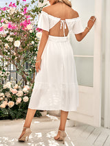 Women's Solid Color Off-the-shoulder Ruffle Dress