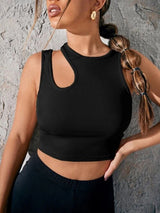 Women's Solid Color Cut Out Ribbed Tank Top
