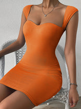 Women's Solid Color Sweetheart Neck Cocktail Dress
