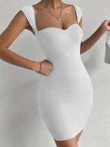 Women's Solid Color Sweetheart Neck Cocktail Dress