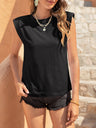 Women's Solid Color Shoulder Pad Sleeveless Top