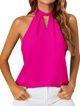 Women's Solid Color Twist-neck Halter Top