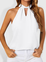 Women's Solid Color Twist-neck Halter Top