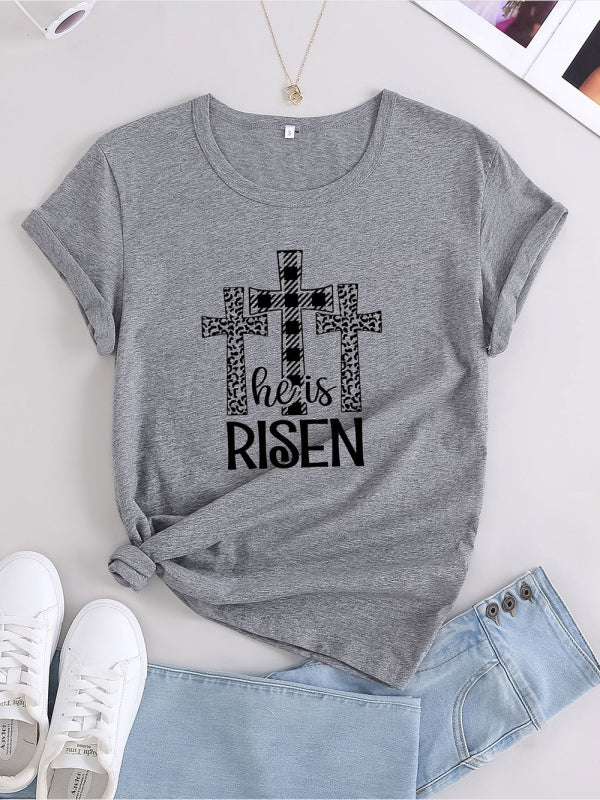 Women's Easter He Has Risen Graphic Crew Neck Tee